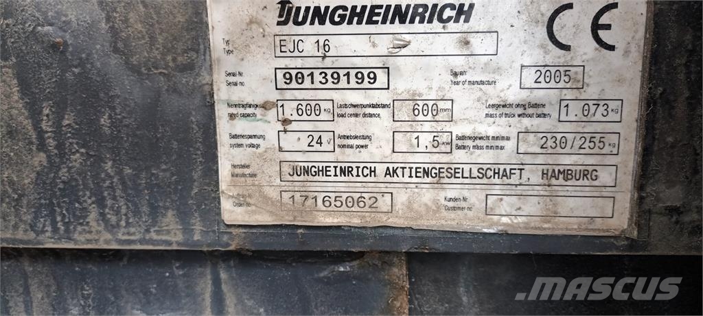 Jungheinrich EJC16 Triplex Stand-in stackers
