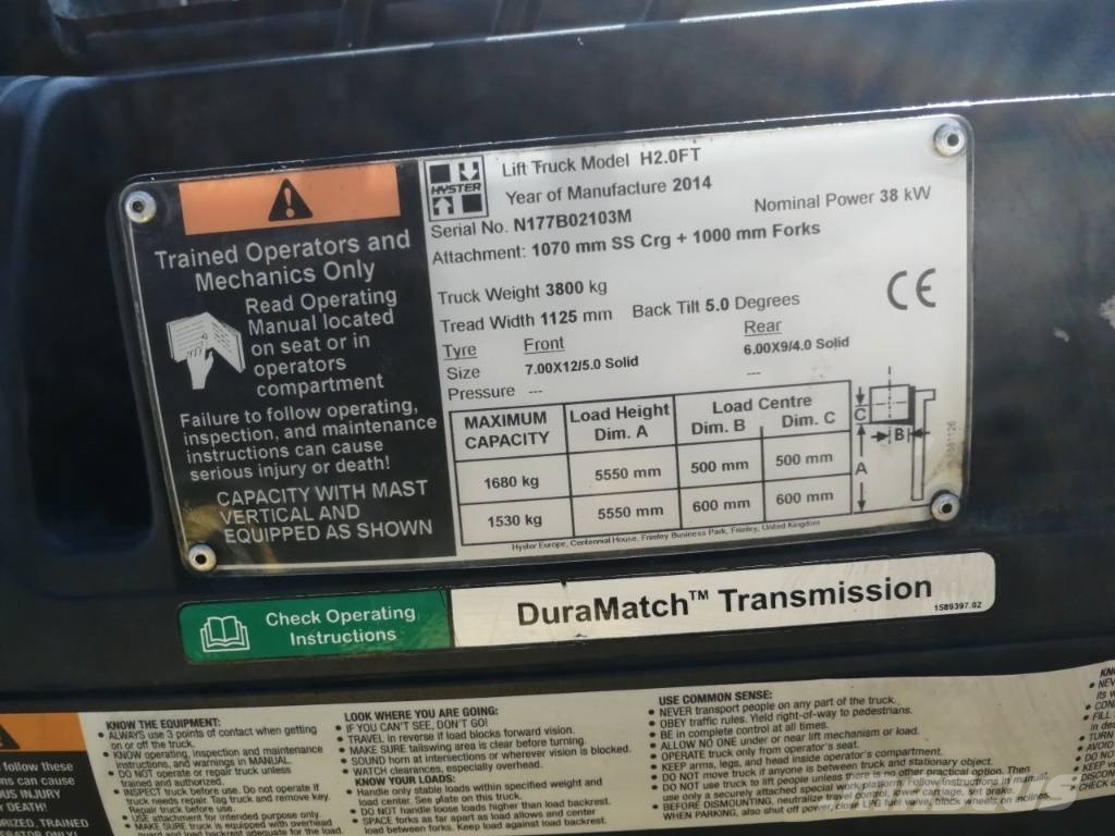 Hyster H 2.0 FT LPG forklifts