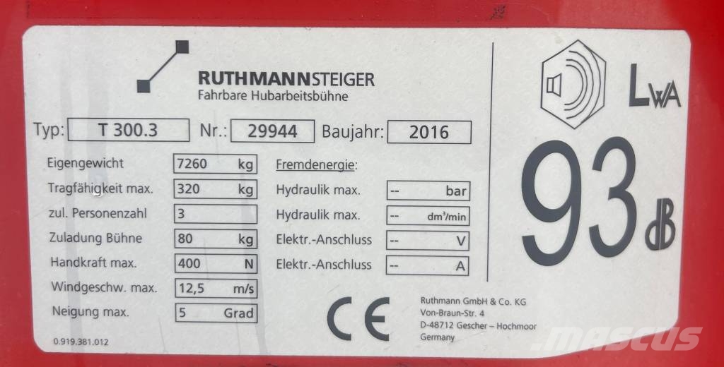 Ruthmann T300.3 Truck & Van mounted aerial platforms