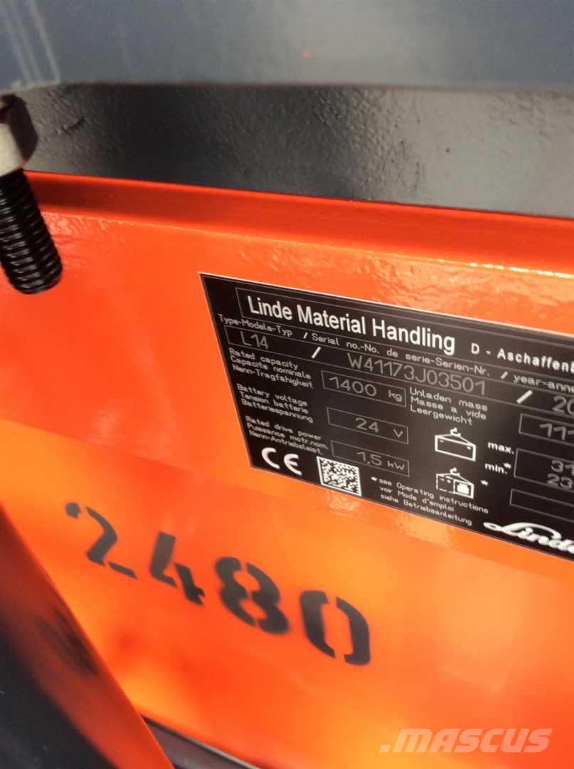 Linde L14 Παλετοφόρα πεζού χειριστή με ιστό