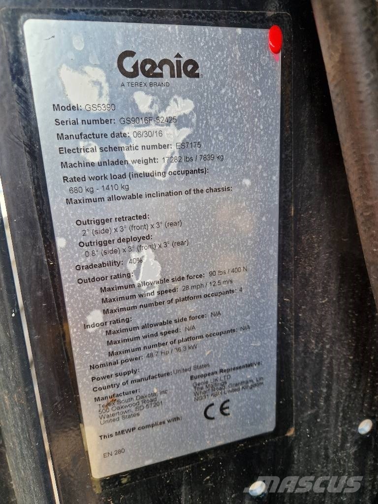 Genie GS 5390 M525 Šķerveida pacēlāji
