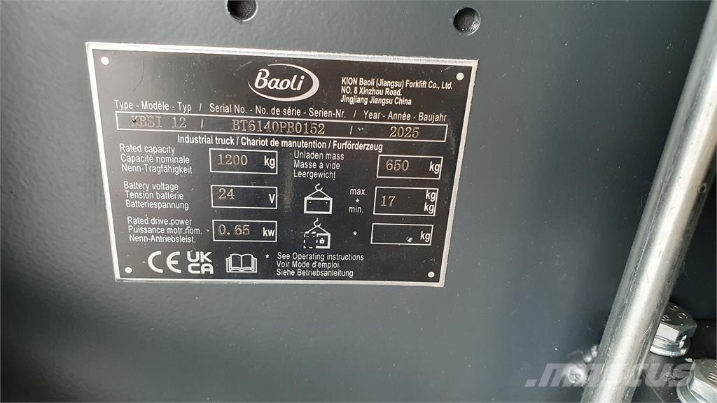 Baoli KBS 12 initial Hub Elektromos gyalogkíséretű targoncák