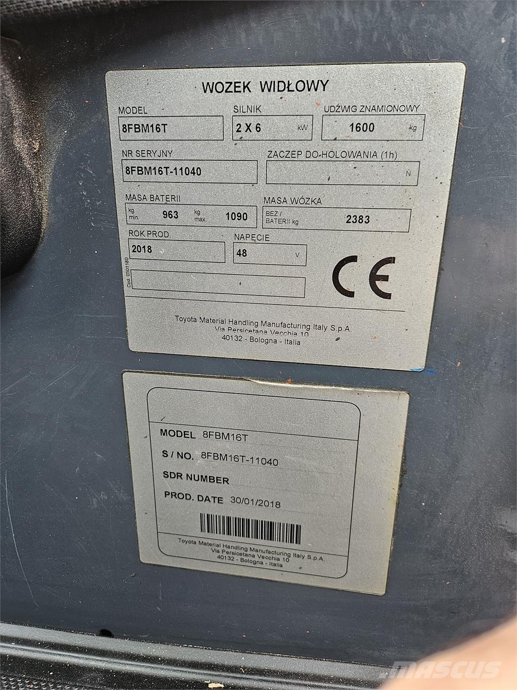 Toyota 8FBM16T Electric forklifts