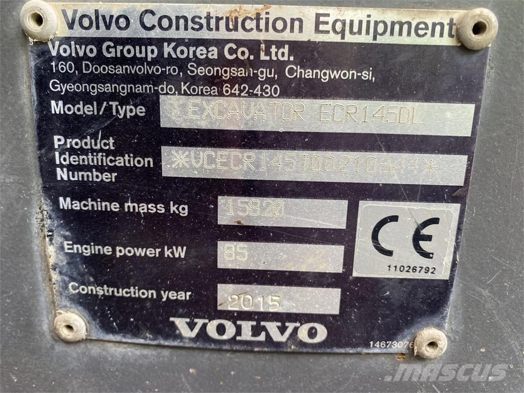 Volvo ECR145EL Kāpurķēžu ekskavatori