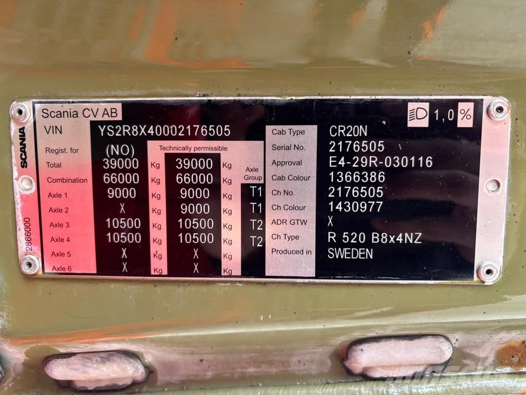 Scania R 520 8x4 RETARDER / FULL STEEL / BOX L=5565 mm Kiperi kamioni