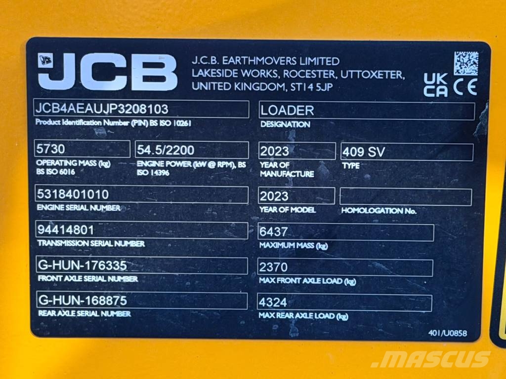 JCB 409 / Aurasähkö / Rasvari / 40km/h / Maakauha / Radlader