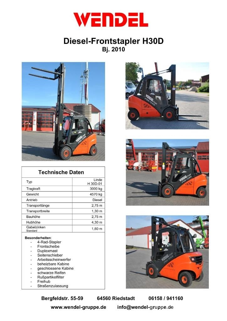 Linde H30D Gabelstapler Frontstapler Dieselstapler Diesel forklifts