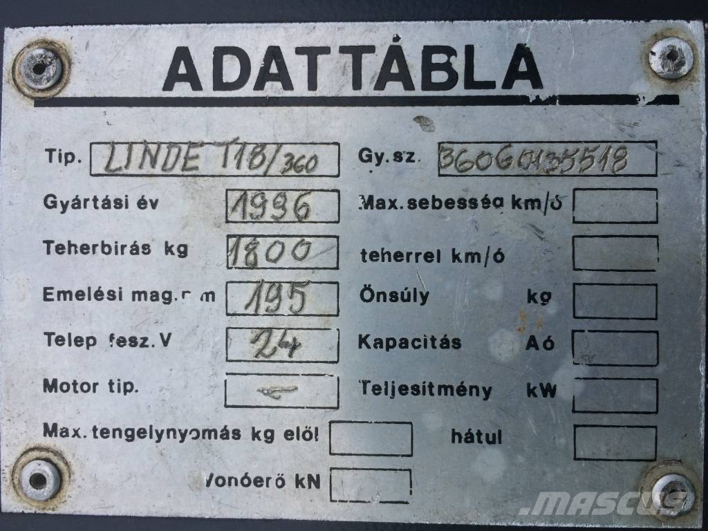 Linde T18 /360/ V-2187 OB Kézi raklapemelők