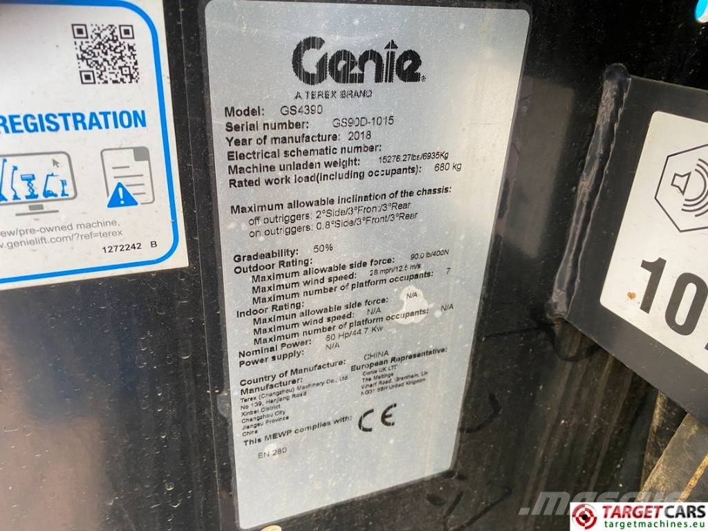 Genie GS-4390 RT LPG Scissor 4x4 Work Lift 1511cm Žirkliniai keltuvai