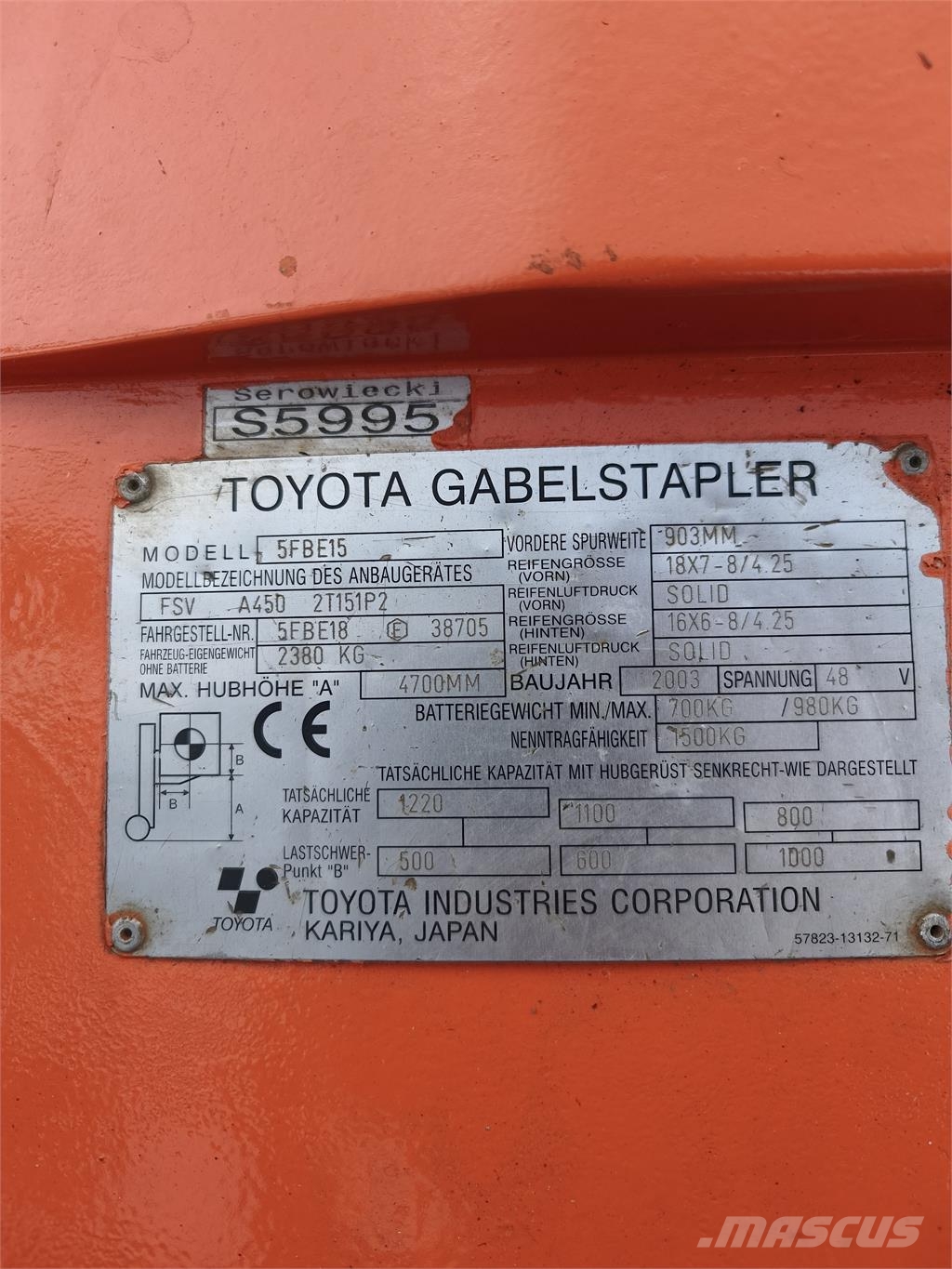 Toyota 5FBE15 Elektriske trucker