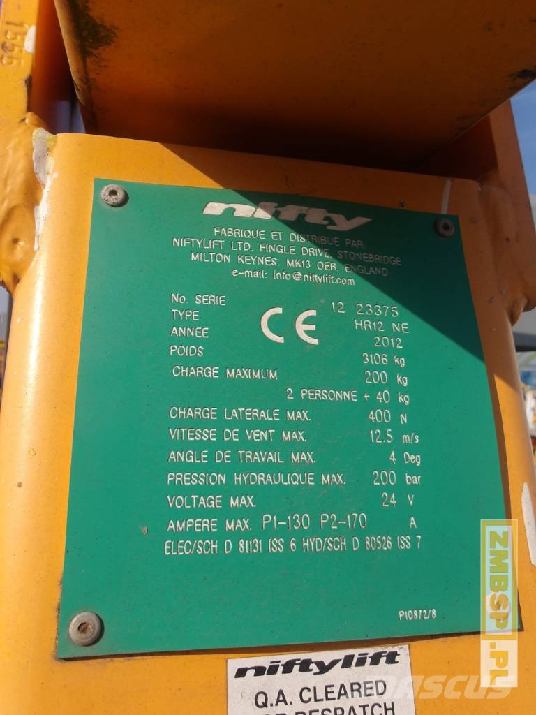 Niftylift HR 12 N E Articulated boom lifts