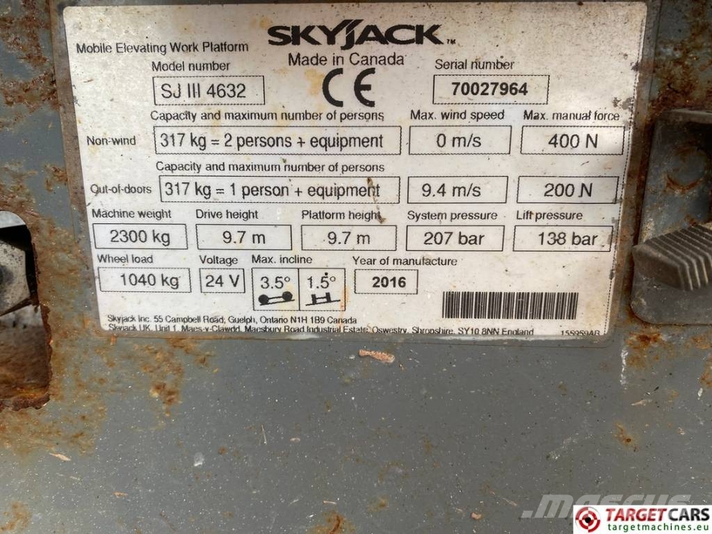 SkyJack SJIII-4632 Electric Scissor Work Lift 1170cm Käärtõstukid