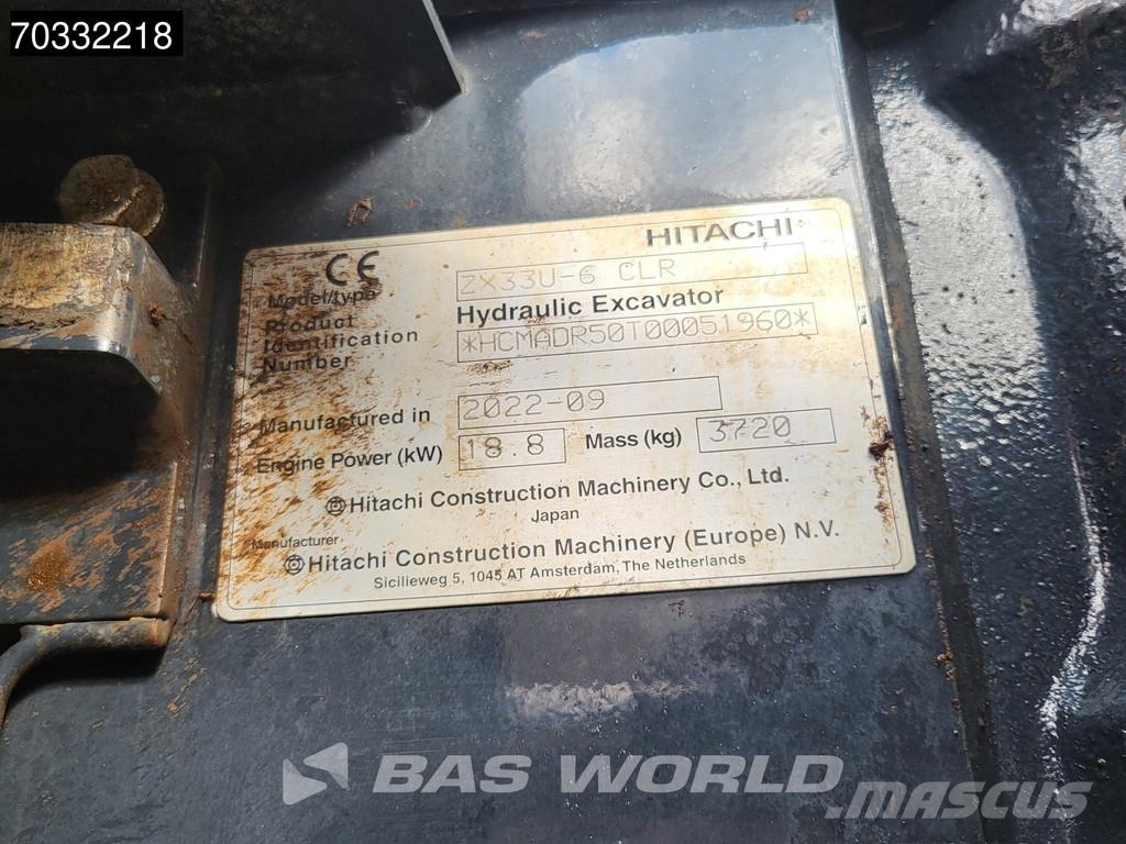 Hitachi ZX33 U-6 CLR A/C - 3 Buckets Minigraafmachines < 7t