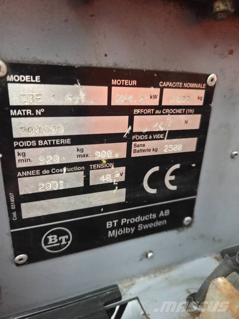 BT CBE 16 バッテリーフォークリフト