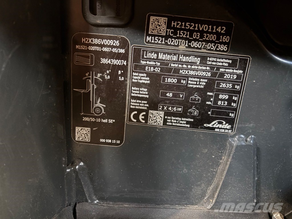 Linde E18-02 Elektriskie autoiekrāvēji