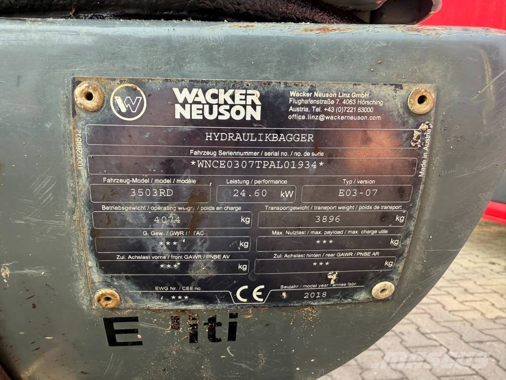 Wacker Neuson 3503 RD VDS 15°*4t*Hyd.Schnellwechsler*Löffel Mini bagri <7t