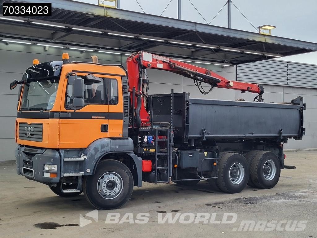 MAN TGA 33.360 TGA 6X4 HMF 1643 Z2 Crane 10m3 3-way ti Kiperi kamioni