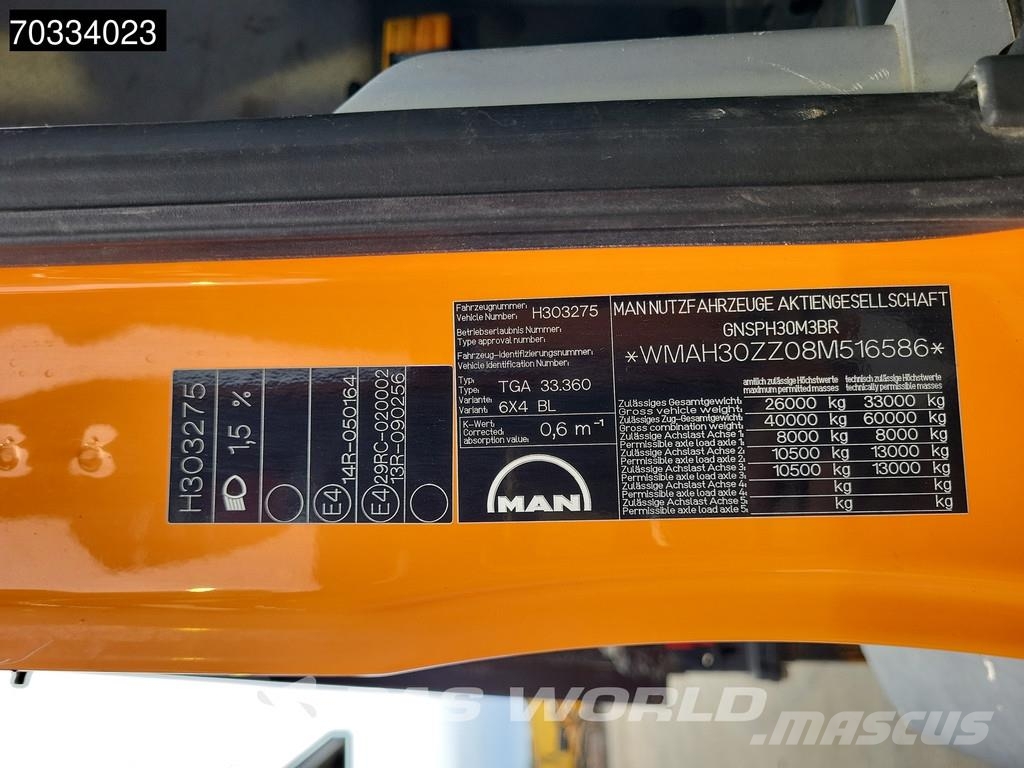 MAN TGA 33.360 TGA 6X4 HMF 1643 Z2 Crane 10m3 3-way ti Kiperi kamioni