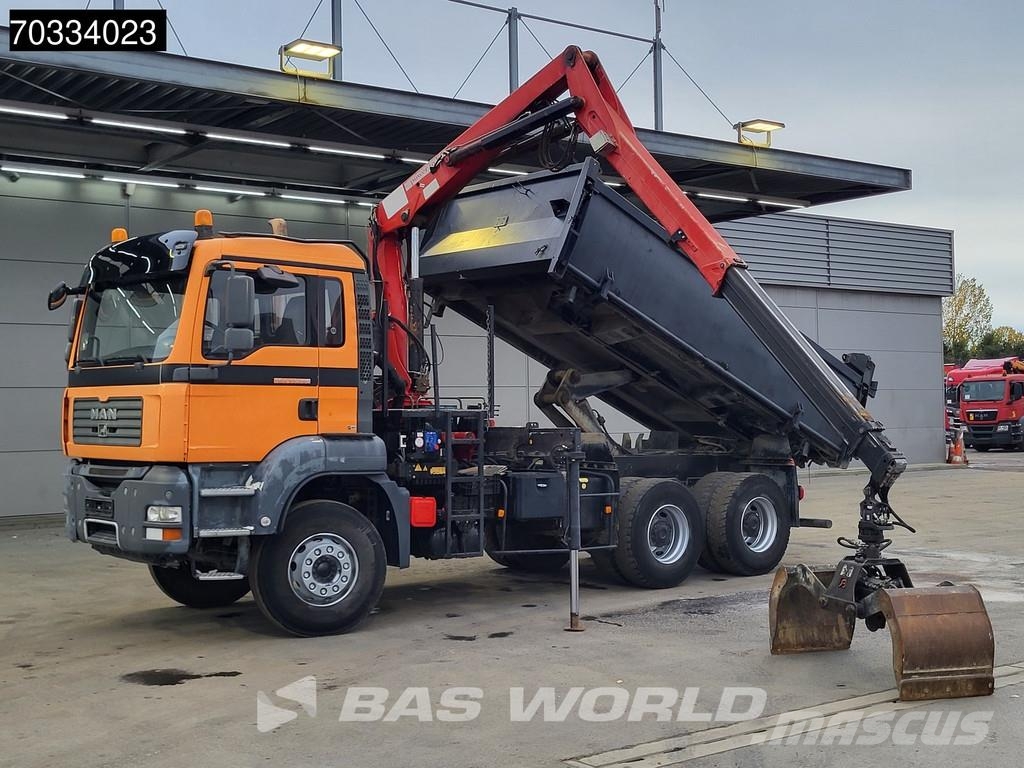 MAN TGA 33.360 TGA 6X4 HMF 1643 Z2 Crane 10m3 3-way ti Kiperi kamioni