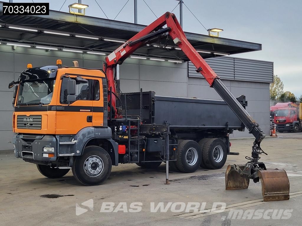 MAN TGA 33.360 TGA 6X4 HMF 1643 Z2 Crane 10m3 3-way ti Kiperi kamioni