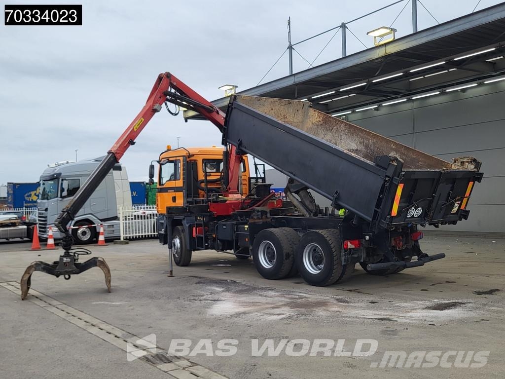 MAN TGA 33.360 TGA 6X4 HMF 1643 Z2 Crane 10m3 3-way ti Kiperi kamioni
