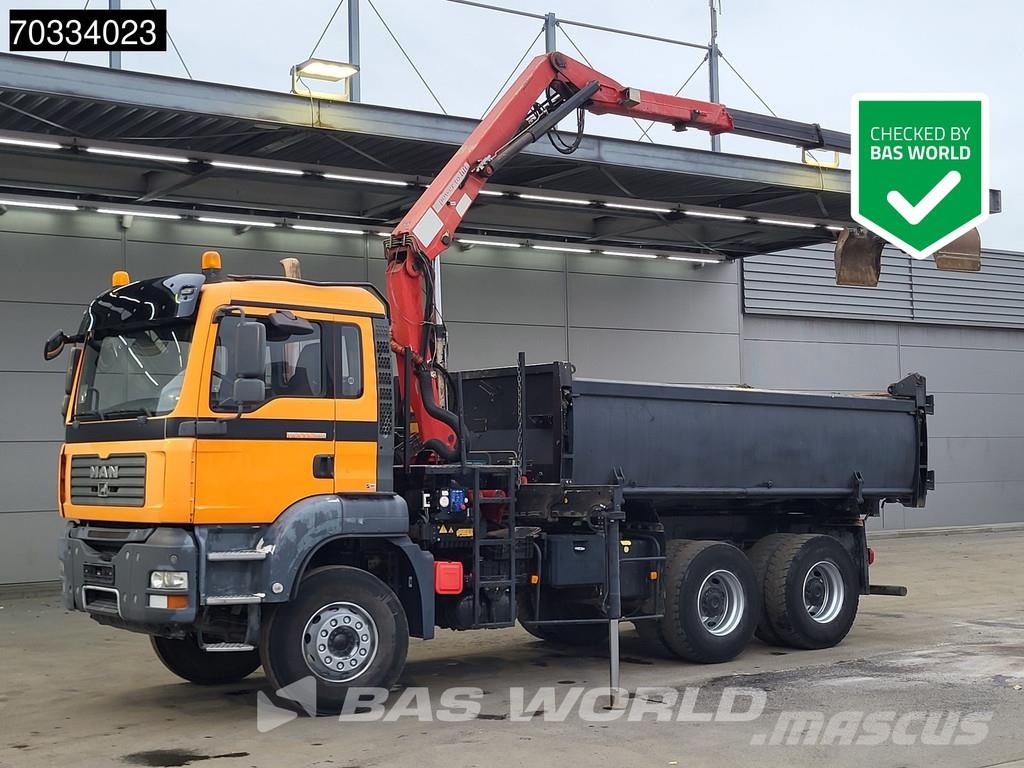 MAN TGA 33.360 TGA 6X4 HMF 1643 Z2 Crane 10m3 3-way ti Kiperi kamioni