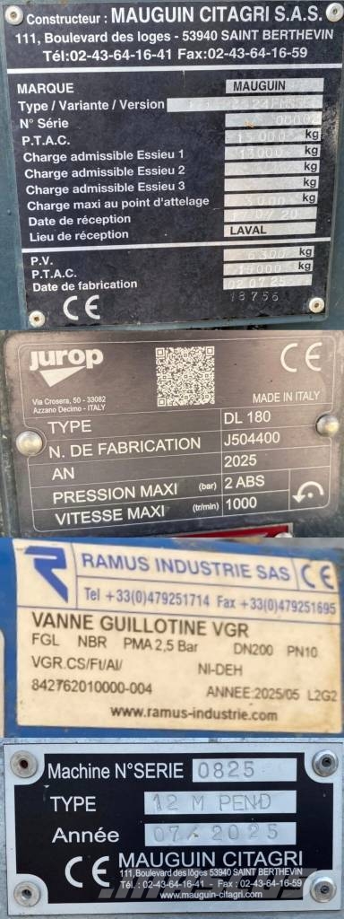 Mauguin MISTRAL 11/JUROP DL180 1er Main endommagé صهاريج الملاط