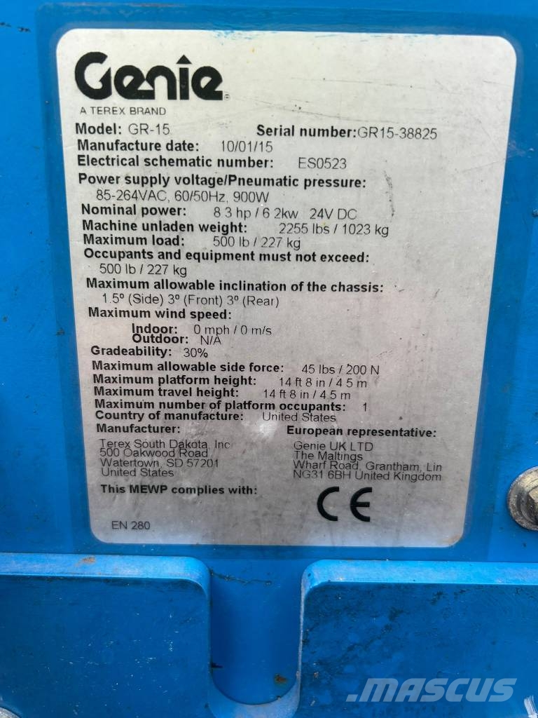 Genie GR 15 Personel Platformları ve Cephe Asansörleri