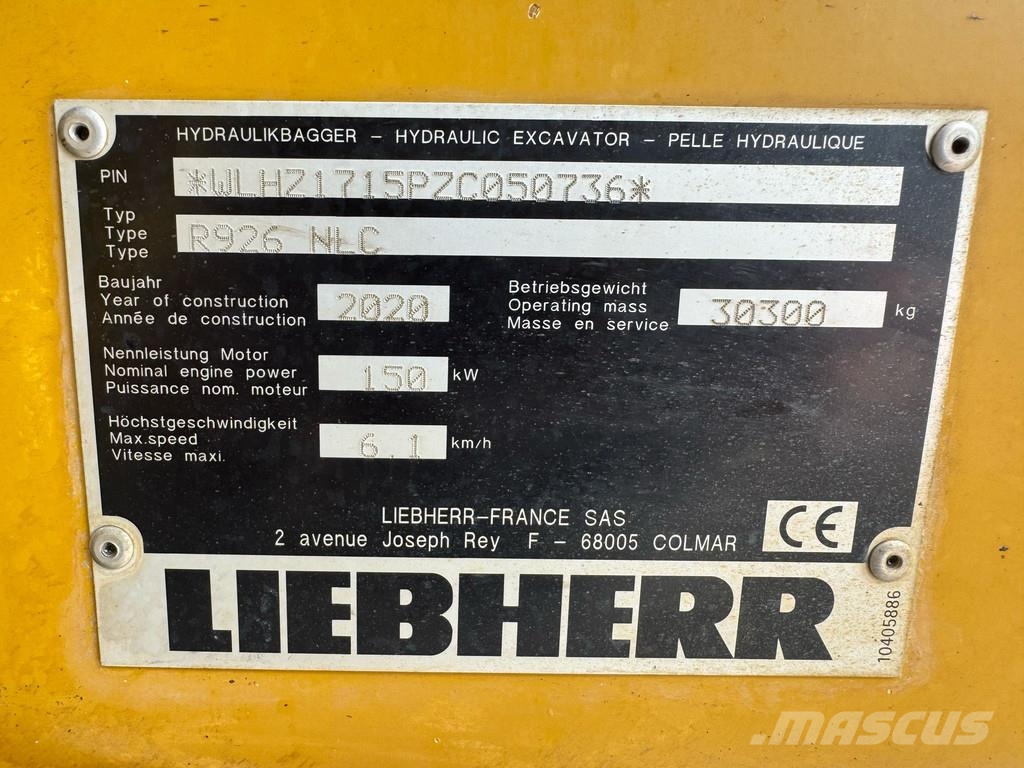 Liebherr R926NLC Kāpurķēžu ekskavatori