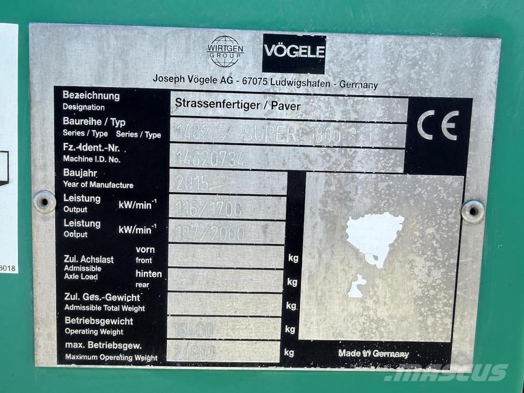 Vögele Super 1800-3i Pavimentadoras de asfalto