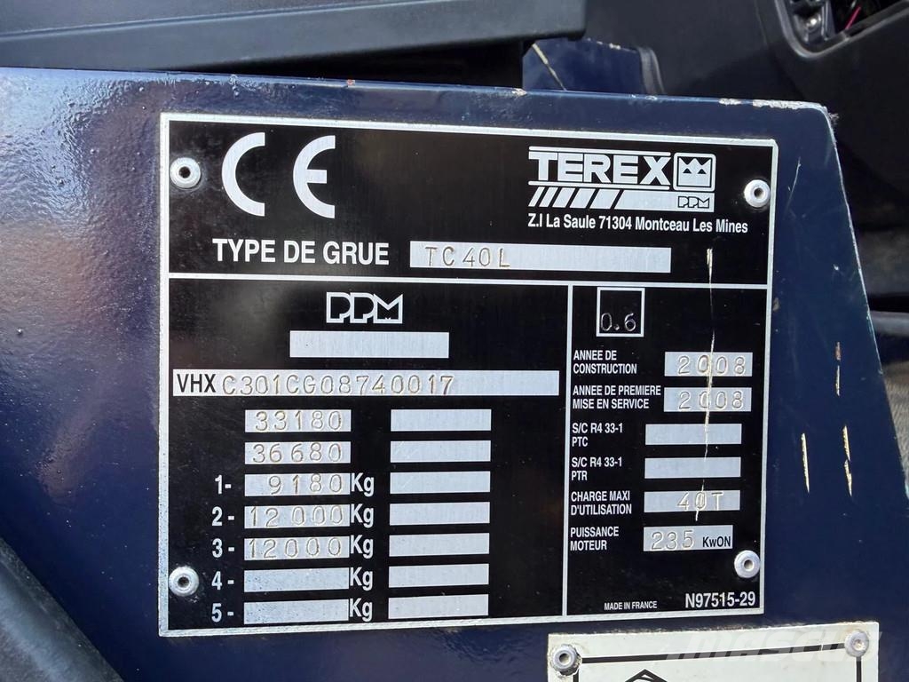 Terex TC40 L Crane - 45 Meters - Jib - 40.000KG - CE - T Allterrängkranar