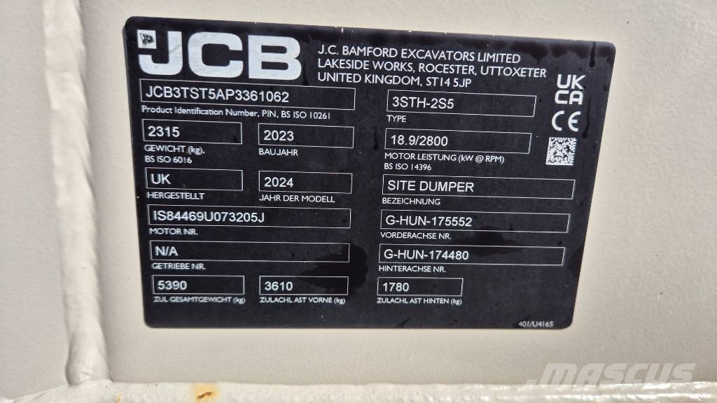 JCB 3STH-2S5 - 2023 YEAR - 160 HOURS - AS NEW Dumper - Knickgelenk