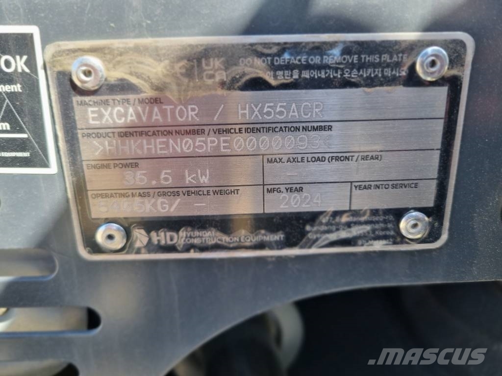 Hyundai HX 55 ACR 小型挖土機/掘鑿機<7t(小型挖掘機)