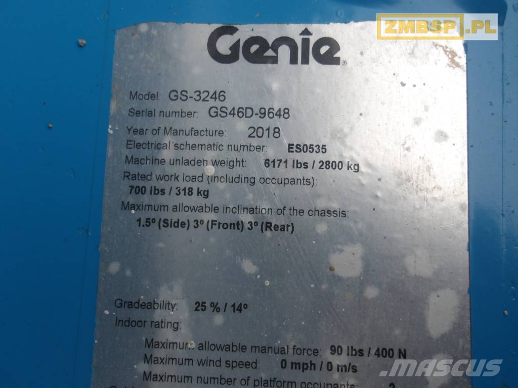 Genie GS 3246 Šķerveida pacēlāji