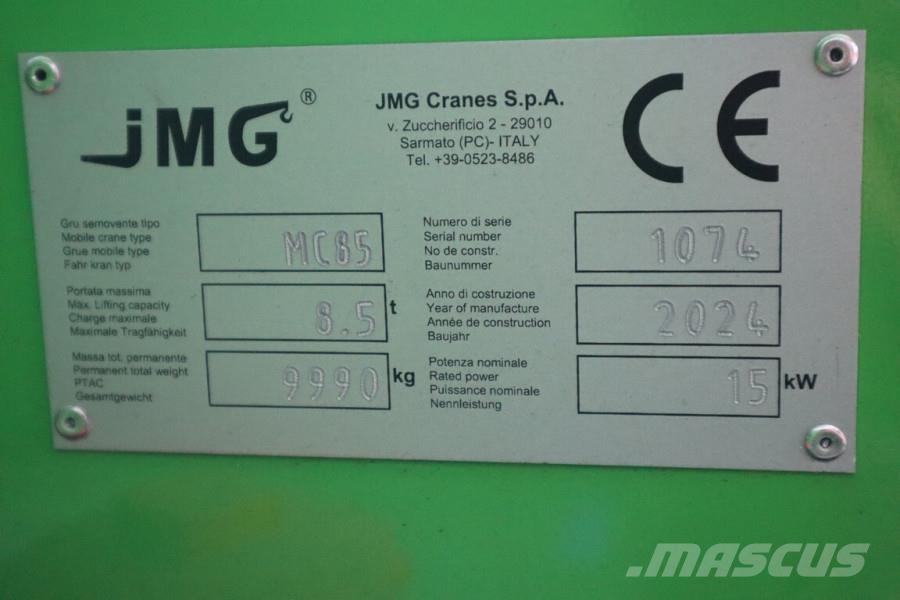 JMG MC85 Fully electric Pick & Carry crane, Valid insp Maastikutõstukid