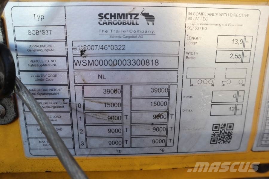 Schmitz CARG SCB3ST CoC Documents, TuV Loading Certificate Curtainsideranhänger