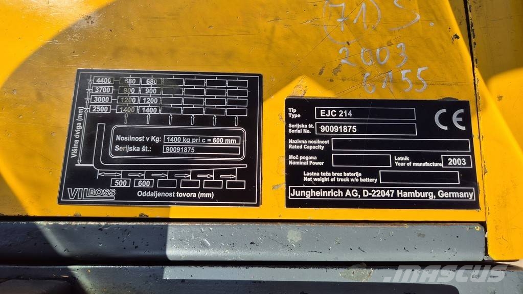 Jungheinrich EJC 214 - 2003 YEAR - 6155 HOURS - TRIPLEX Pedestrian stackers
