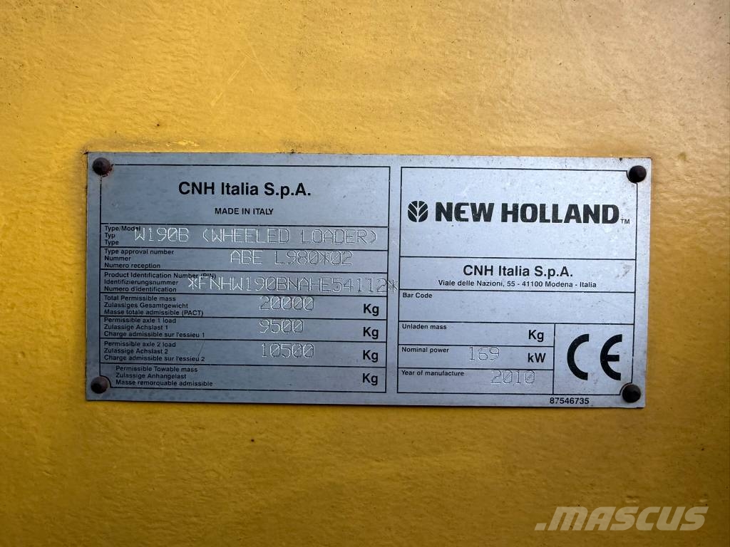 New Holland WE190 B*20t*Klima*40KM/h*Schnellwechsler*1.Hand Chargeuse sur pneus