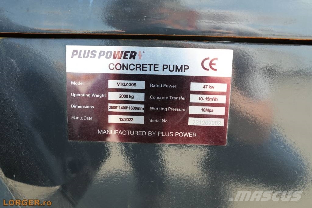 Plus Power VTGZ - 20S Kamionske črpalke za beton