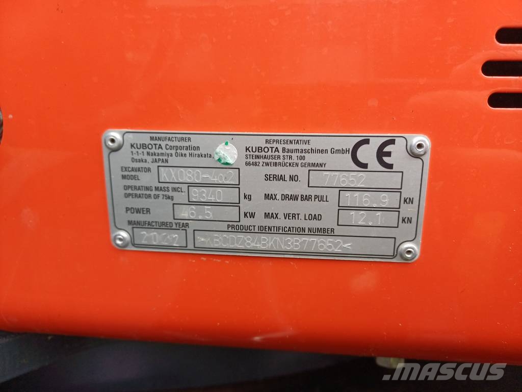 Kubota KX080-4a2 Midi excavators 7t - 12t