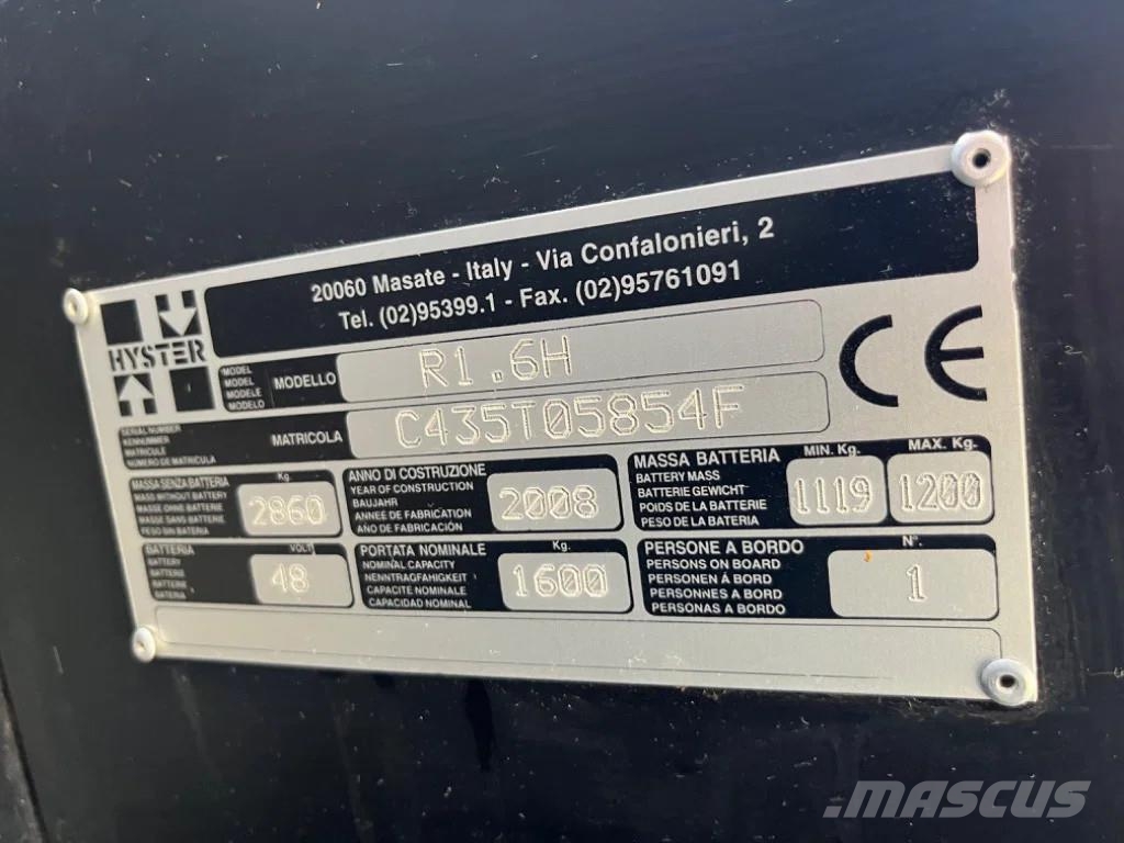 Hyster R 1.6H 7.5m 1600kg Reachtruck Reachtruck voor hoog niveau