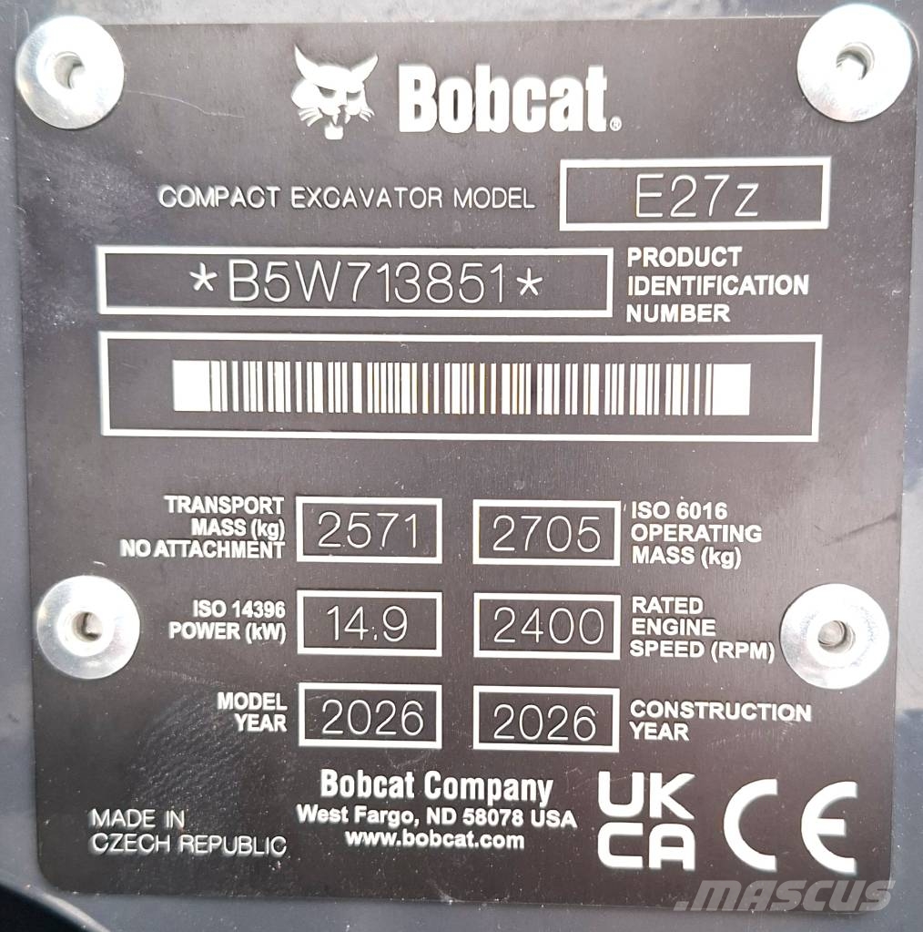 Bobcat E27z Pyörittäjällä حفارات صغيرة أقل من 7 طن (حفارات صغيرة)