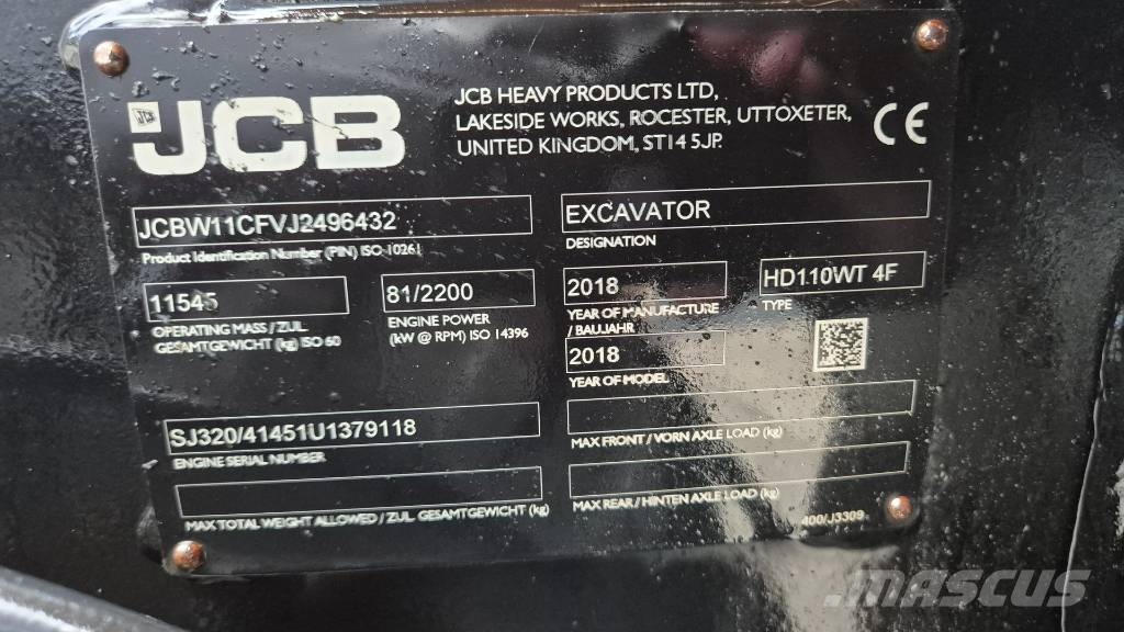 JCB HYDRADIG 110W - ROTOTILT - 2018 YEAR - 8415 HOURS Bagri na kolesih