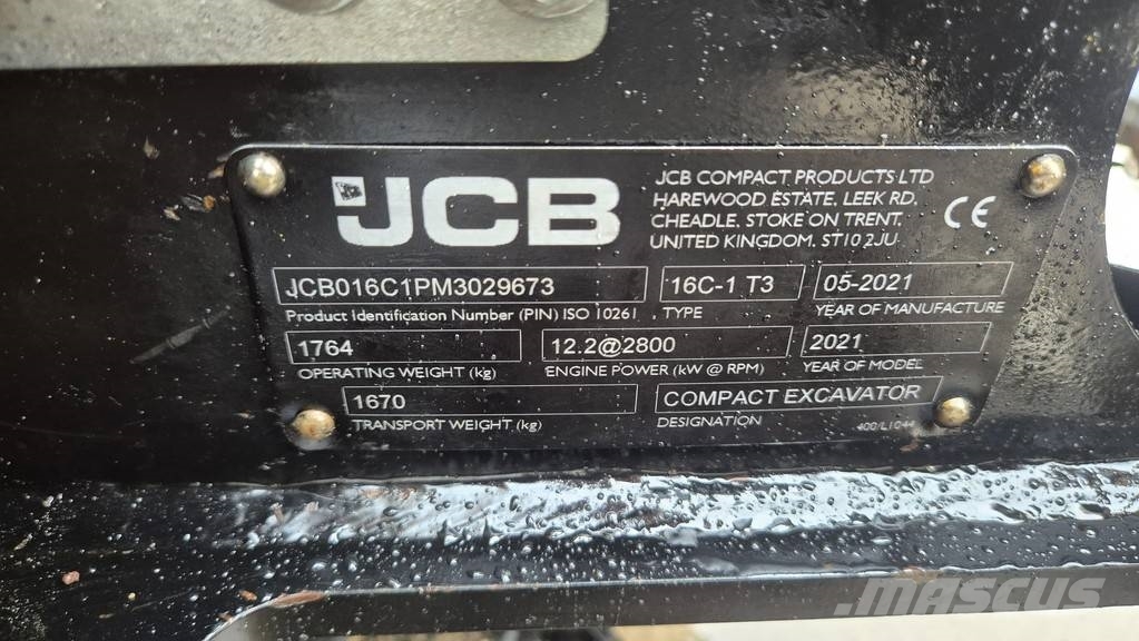 JCB 16C-1 - 2021 YEAR - 935 HOURS - POWERTILT Miniekskavaatorid < 7 t