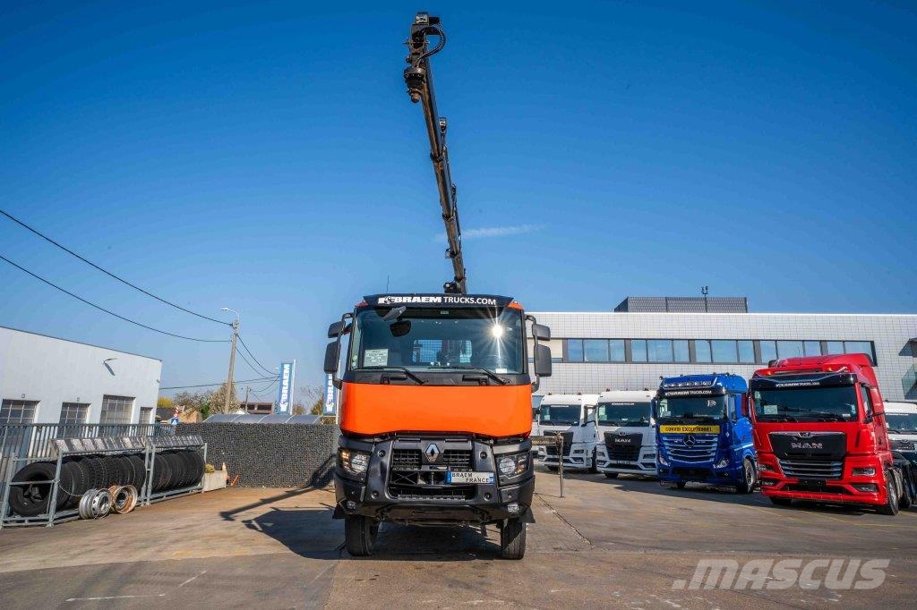 Renault K380 DXI -6x4+HIAB 21 T/m+4 EXT 平板式/側卸式卡車