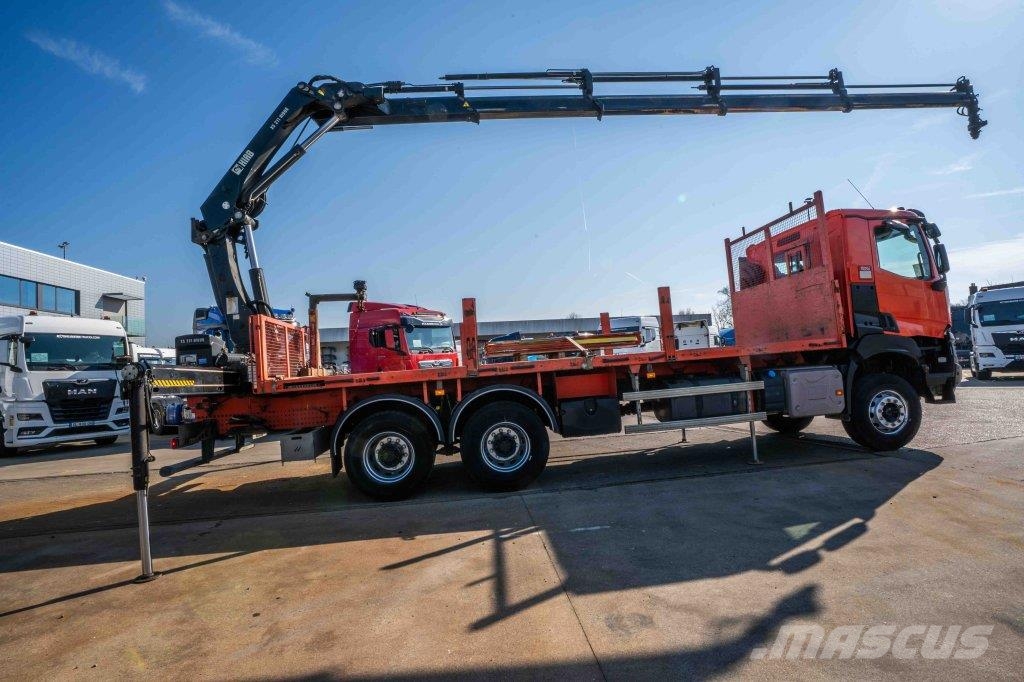 Renault K380 DXI -6x4+HIAB 21 T/m+4 EXT 平板式/側卸式卡車