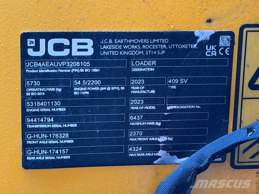JCB 409 / 40km/h! / Aurasähkö / Rasvari / Lisähydr. / Radlader