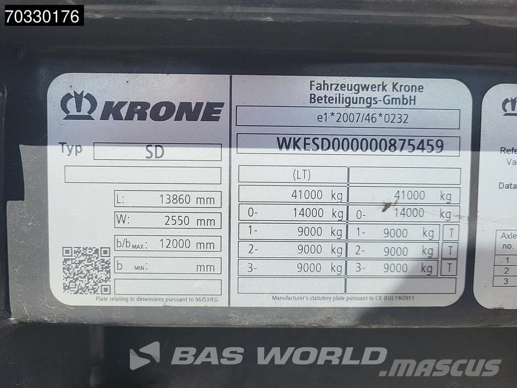 Krone SD 3 axles Anti Vandalism Sliding Roof نصف مقطورات بباب جانبي