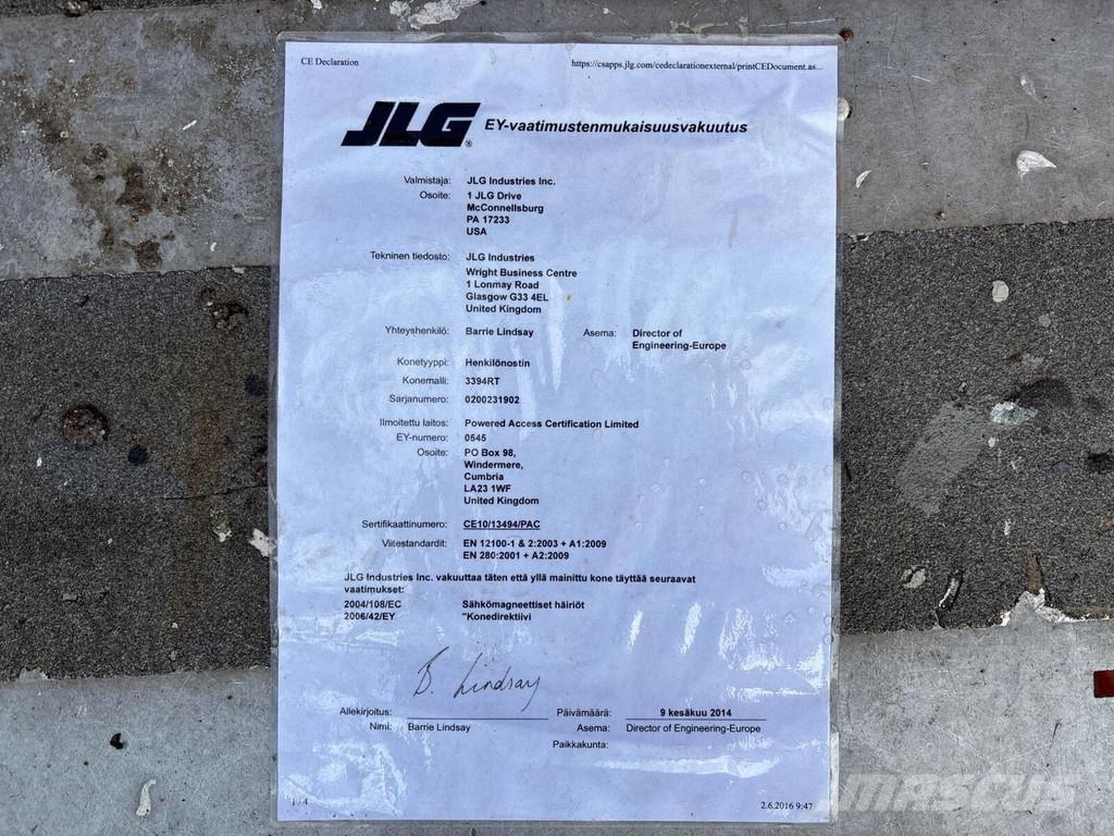 JLG 3394RT رافعات مقصية الشكل