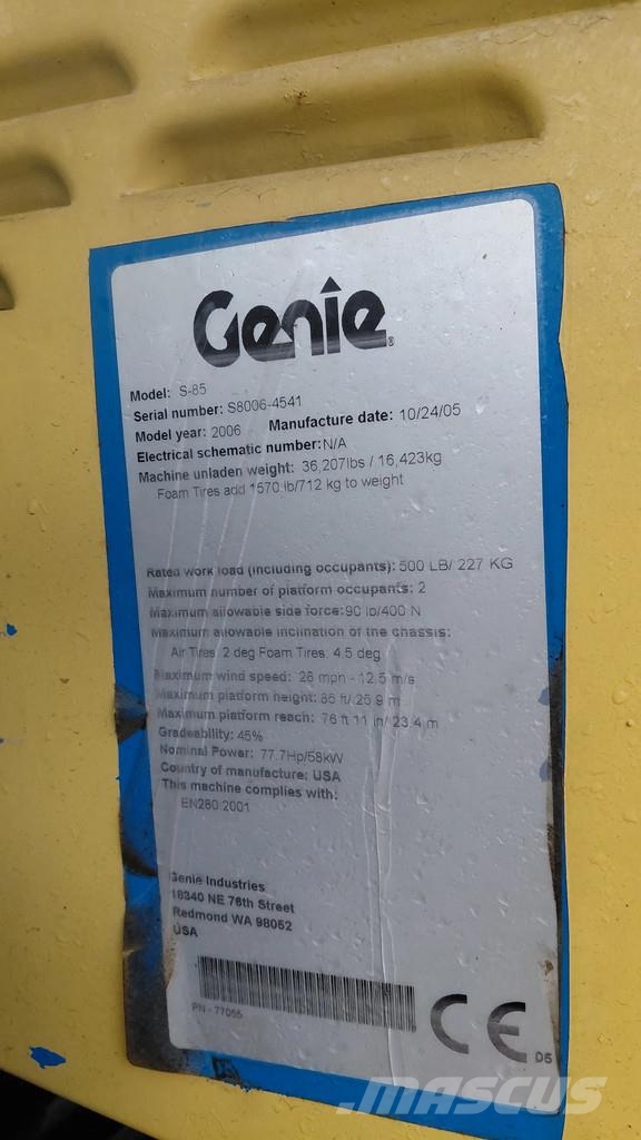 Genie S85 4x4 manlift / 28m working height Saksilavat